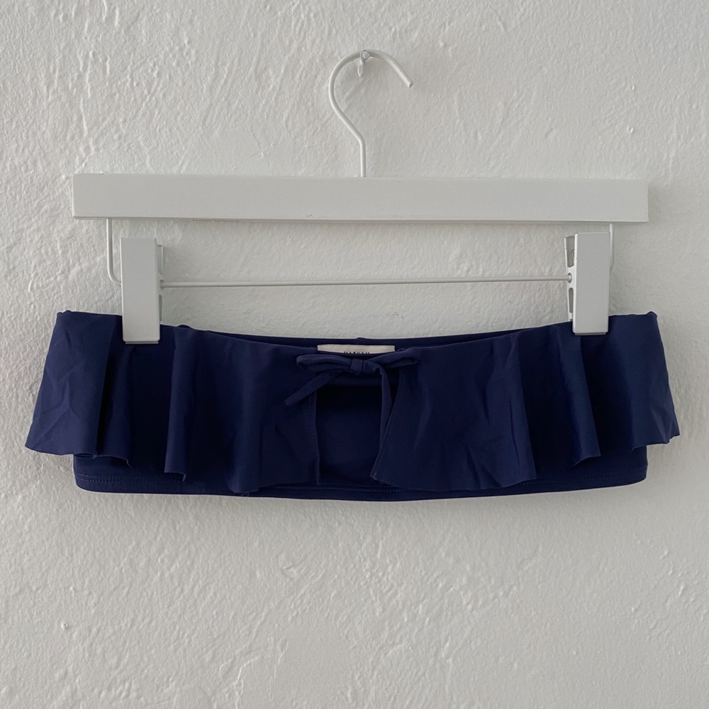 Maryam Nassir Zadeh Navy Coco Bandeau Ruffled Bikini Top / Sz 8